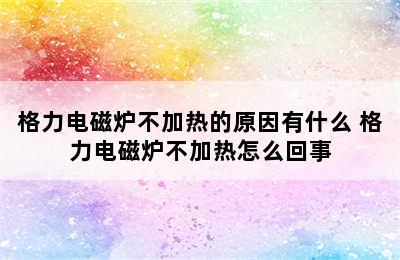 格力电磁炉不加热的原因有什么 格力电磁炉不加热怎么回事